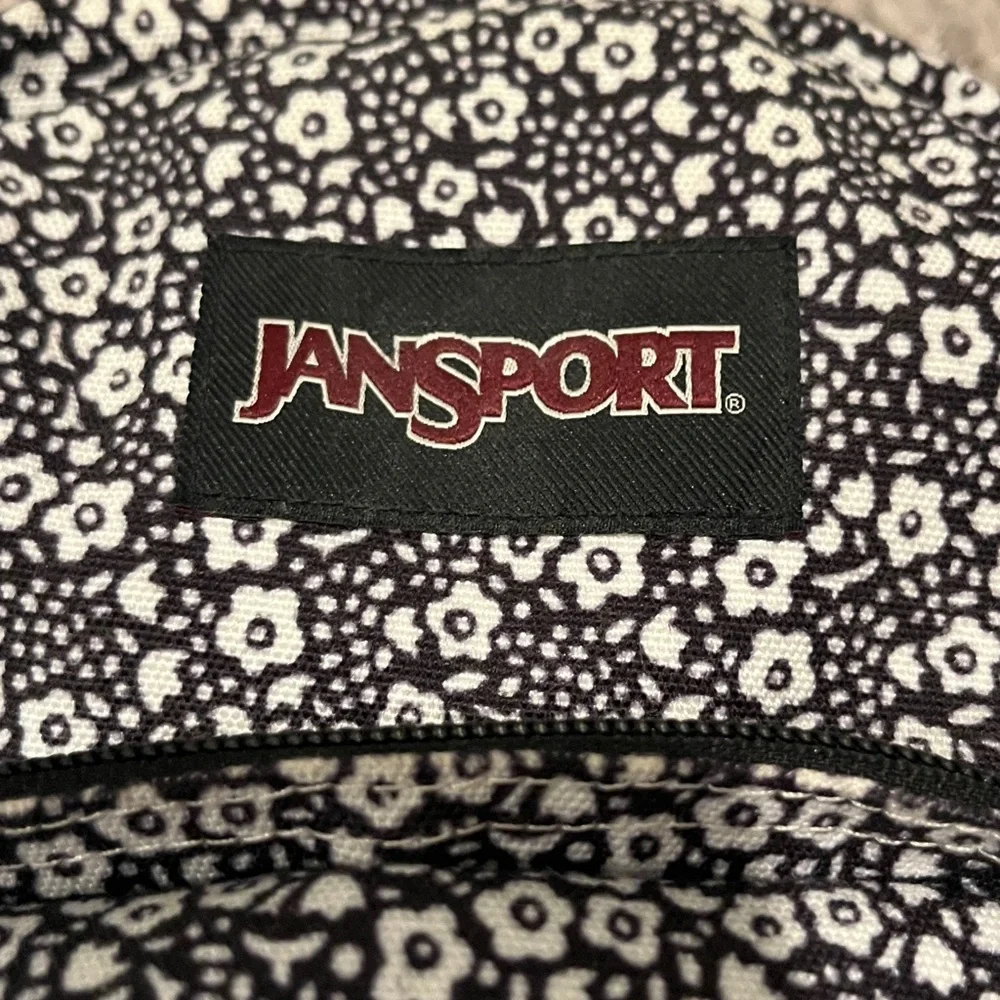 Jansport Black and White Mini Floral Print Backpack - Picture 2 of 8